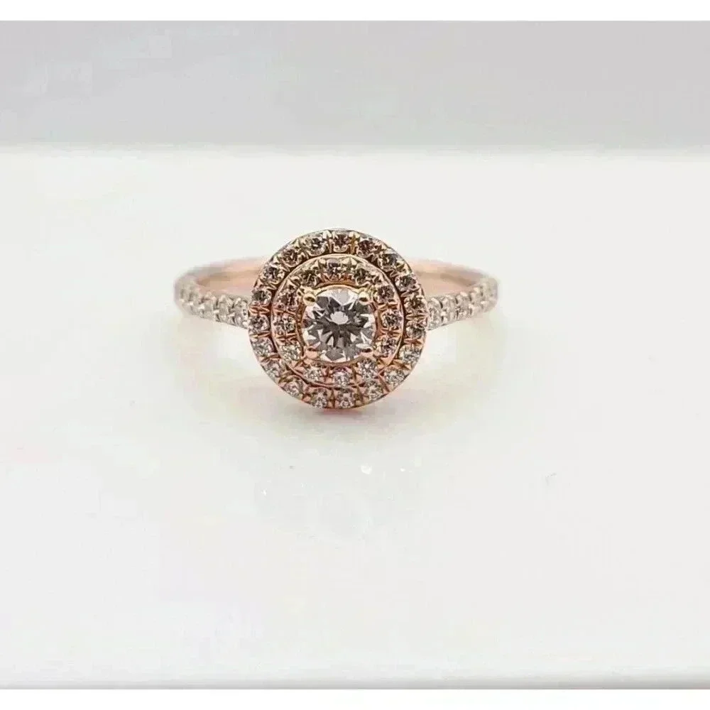 Tiffany & Co 18kt Rose Gold Soleste Diamond Halo Engagement Ring Size 4.5